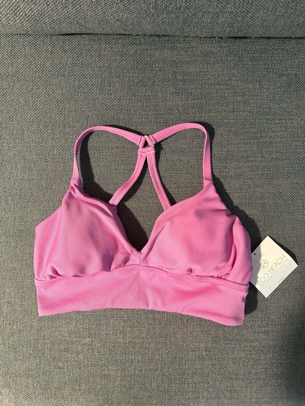 Eco Beach Ribbed Bralette Size M Violet Longline Balette Swim Top